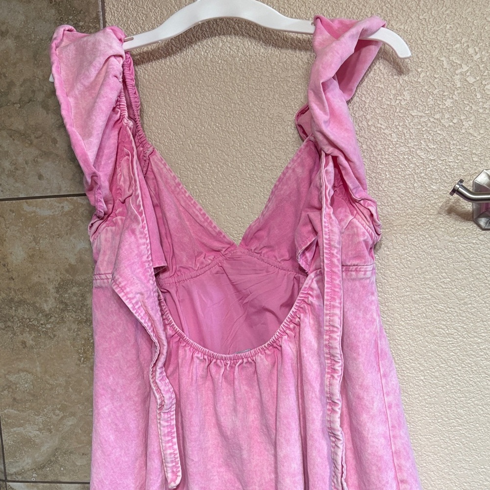 Pink Ruffled Mini Dress - Picture 2 of 3
